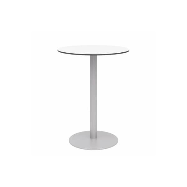 Kfi KFI 30" Round Outdoor Bar Table - Designer White Phenolic Top - Silver Aluminum Frame - Ivy Series OLTP30RD-B2200SL-D354-41 - main